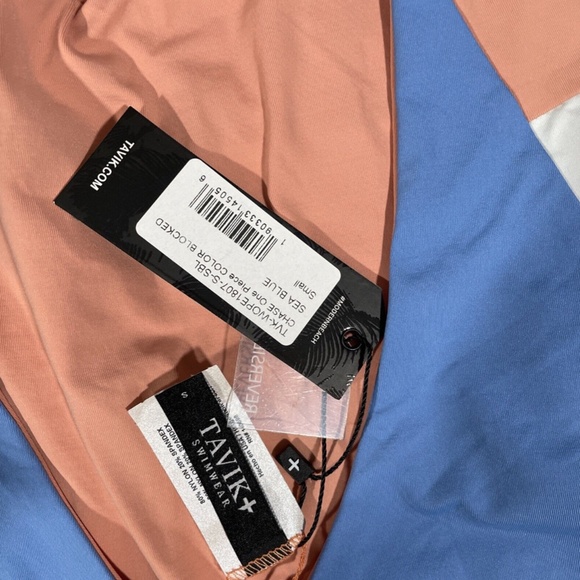 NEW‎ Tavik [ Small ] Chase Colorblock Deep V One-Piece Swimsuit in Sea Blue - Picture 8 of 12